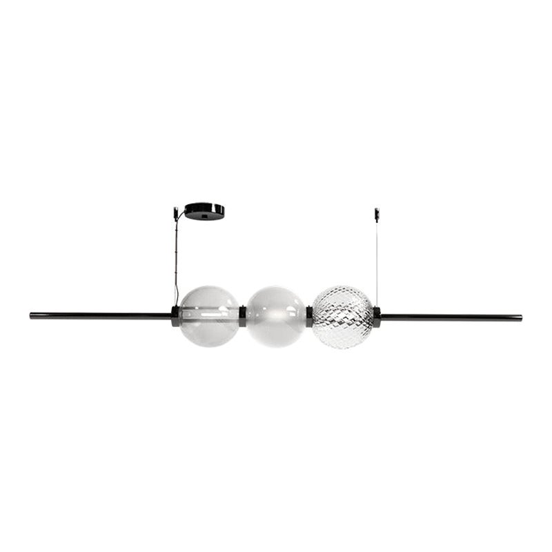 21st Century Abaco Shape 2, 3 Sphere Suspension Light in Crystal/Milk-White For Sale