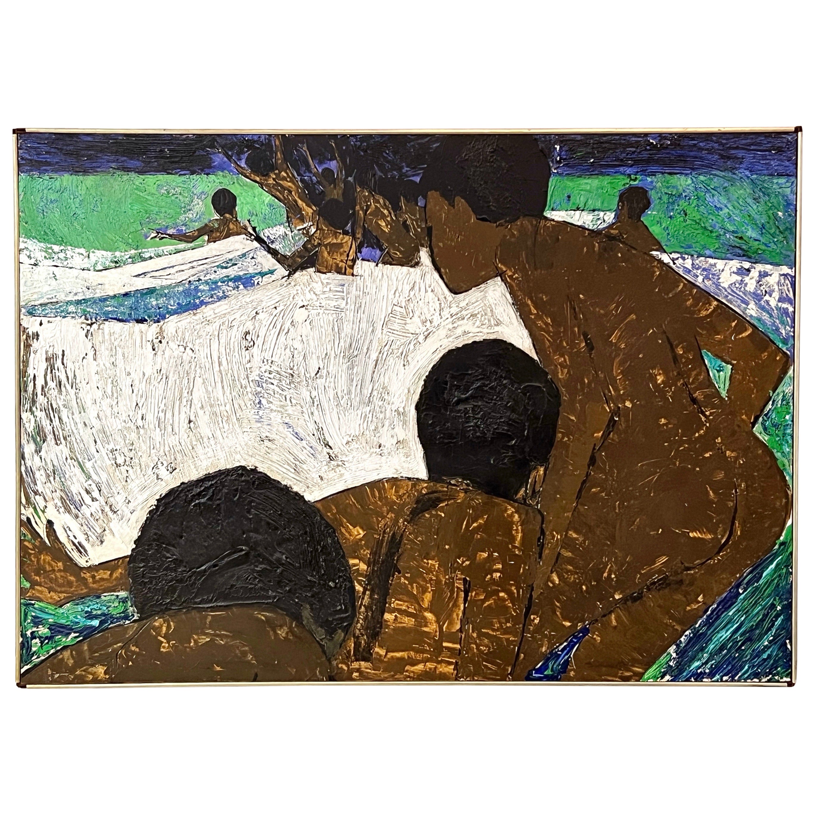 Wilson L Scruggs Pintura al óleo Chicos isleños en el mar