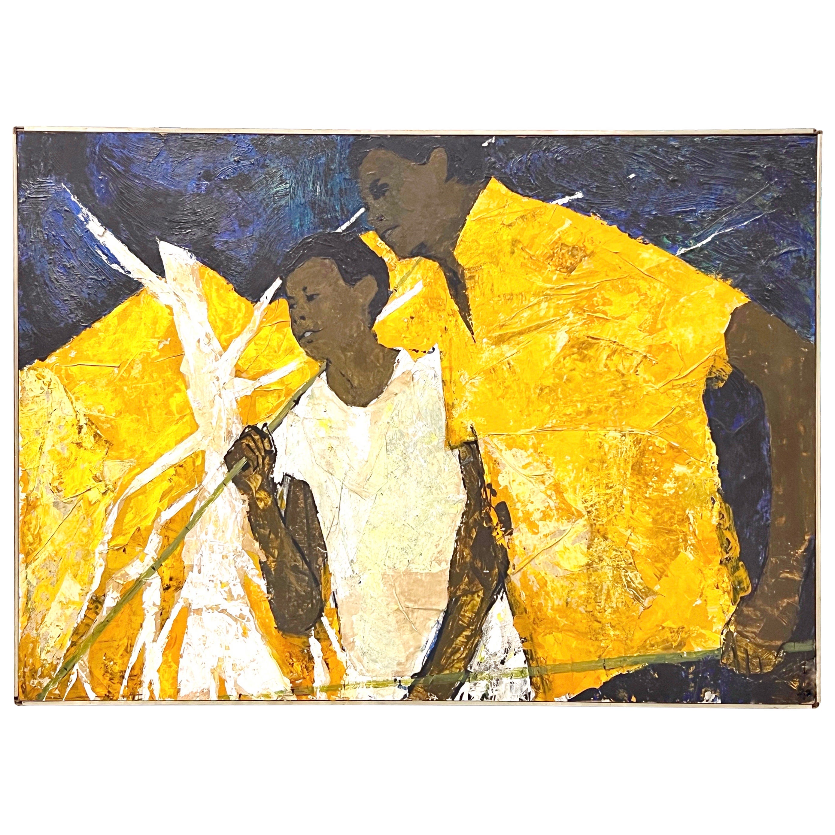 Bahamian and Son, peinture à l'huile sur panneau, W L Scruggs en vente