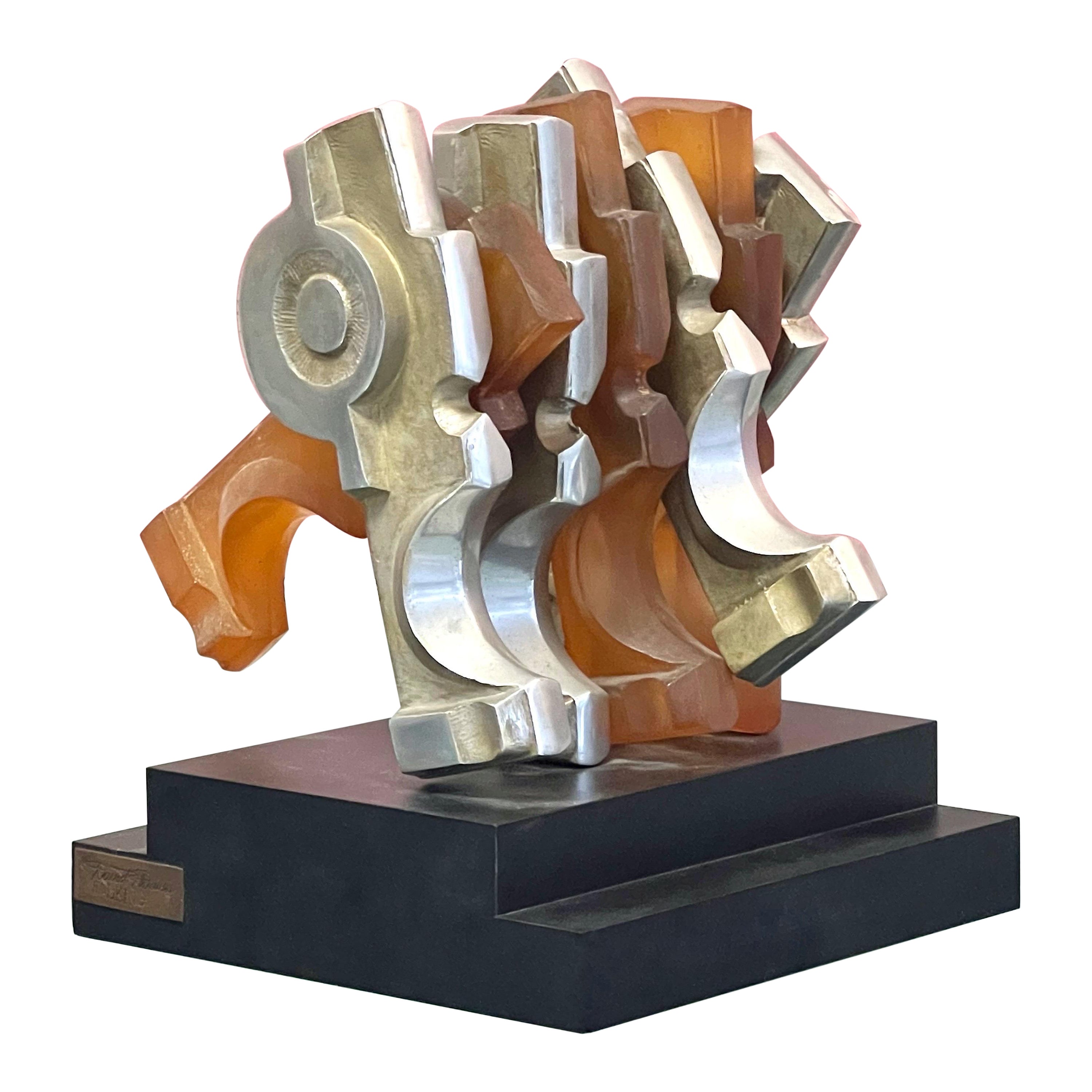 David Davies - Sculpture Dynamique abstraite en métal et résine - Futurisme