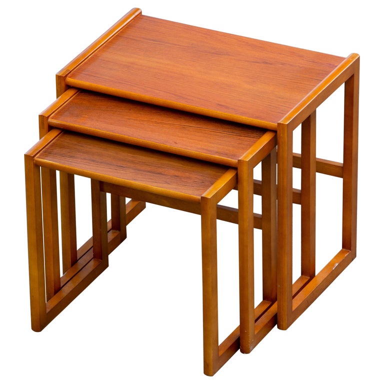 Midcentury Teak Nesting Coffee Tables For Sale at 1stDibs