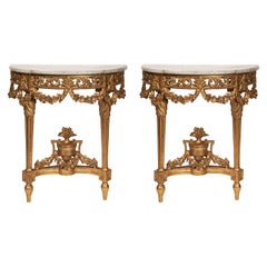 Pair of Giltwood Console Louis XVI Style