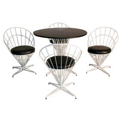 Mid 20th Century Modern Open Metal Wire Dining Table and Chairs, Set of 5