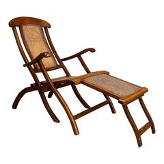 Vintage Walnut Framed Folding Steamer Deck Chair
