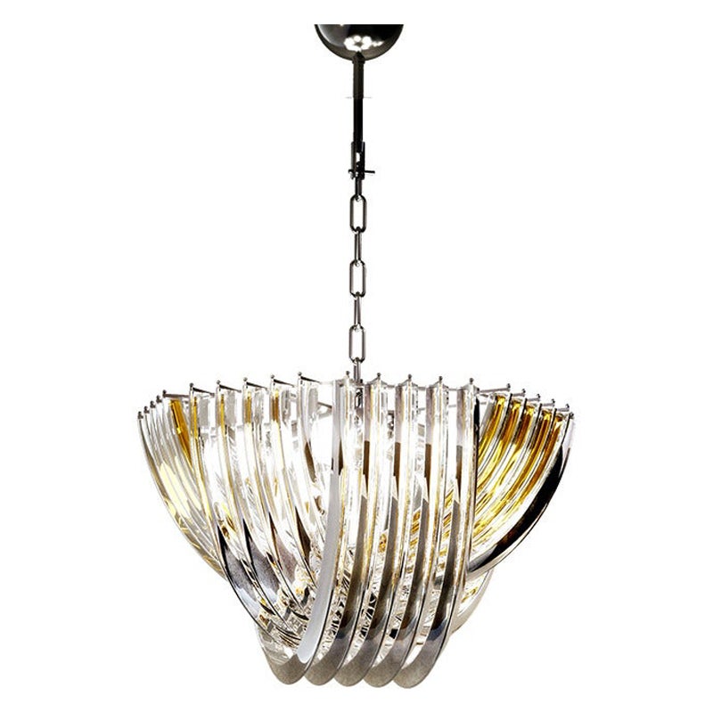 21st Century Triedri Small Chandeliers in Amber Yellow / Crystal by Venini For Sale