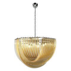 21st Century Triedri Large Chandeliers in Amber Yellow/Crystal by Venini