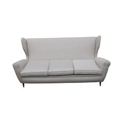 Stile Paolo Buffa Mid-century Italian Sofà schienale alto 1950s Chanel tessut