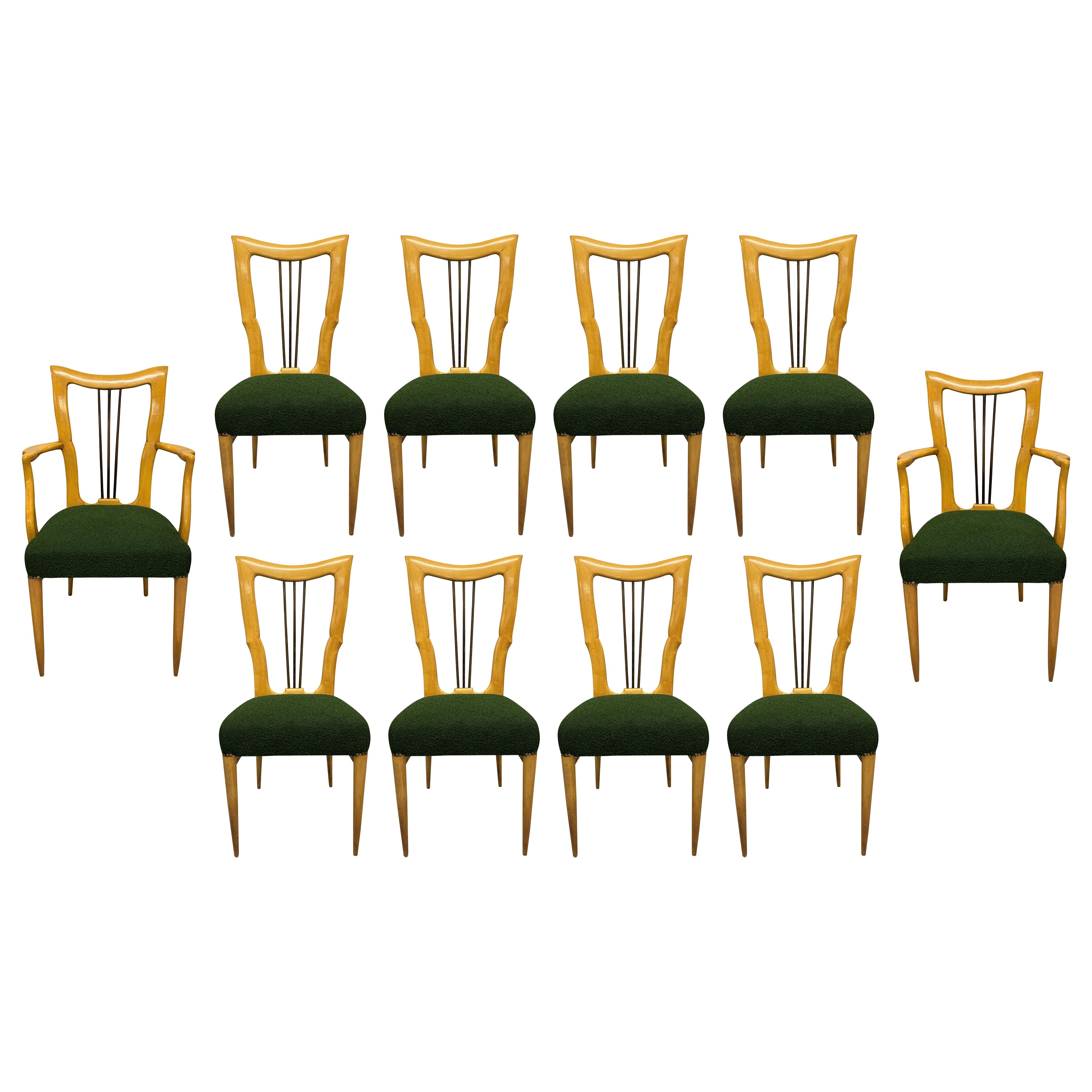 Set Of Ten Fine Paolo Buffa Dining Chairs