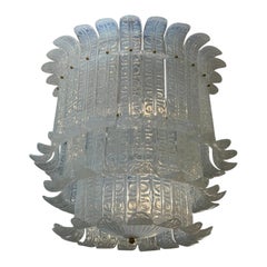 Murano Bluish Opalescent Glass Chandelier