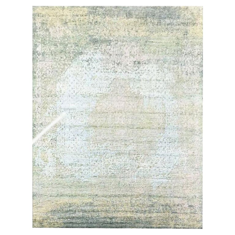 Silk and Wool Rug, Handmade Abstract Design For Sale at 1stDibs