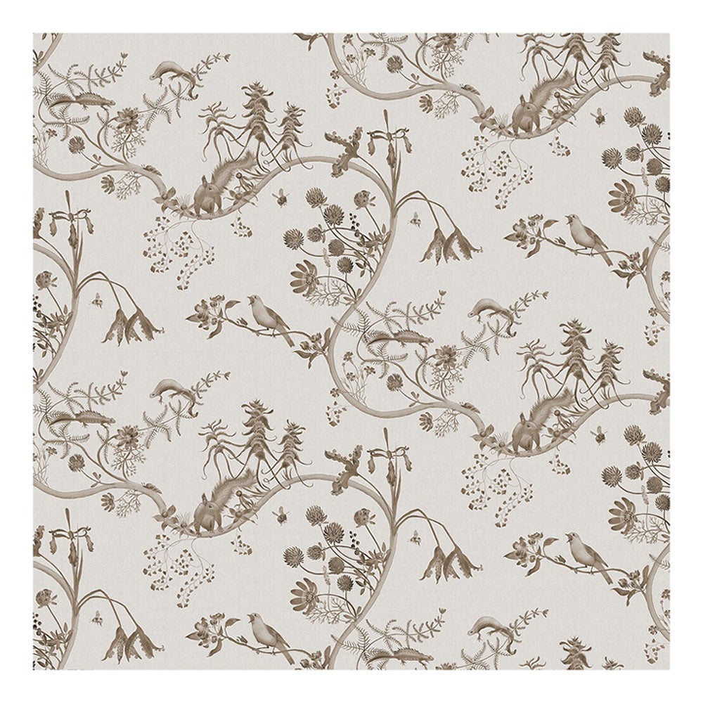 Toile Mercia Vines Wallpaper Botanical in Sepia For Sale