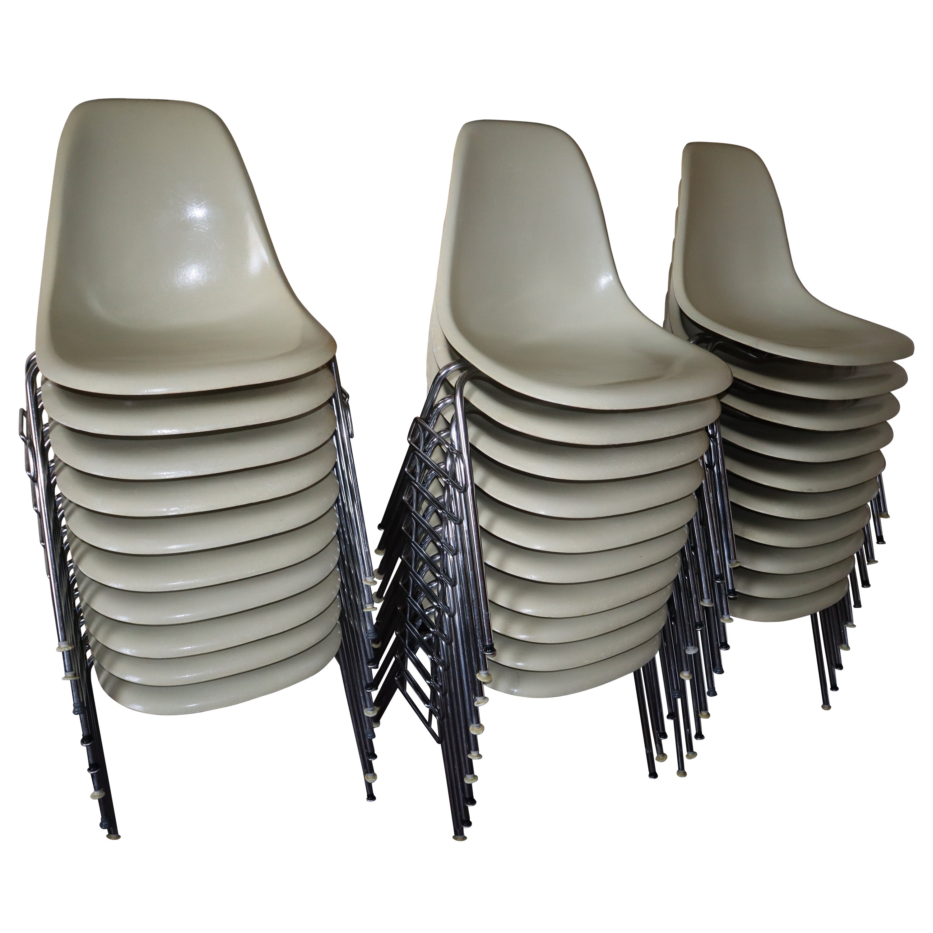 30 Vintage DSS Eames Fiberglass Stacking Side Chairs for Herman Miller