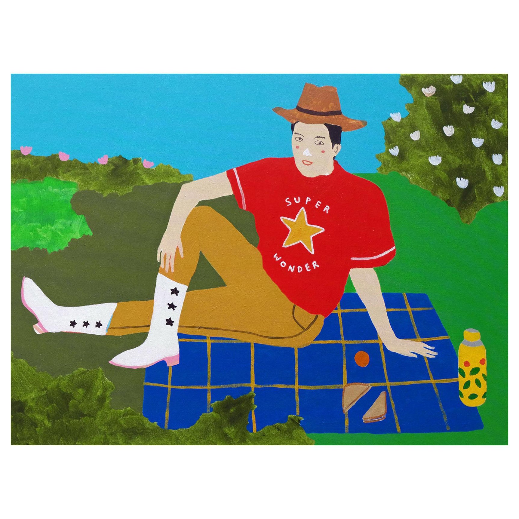 'Some Me Time' Portrait Painting by Alan Fears Pop Art Picnic For Sale