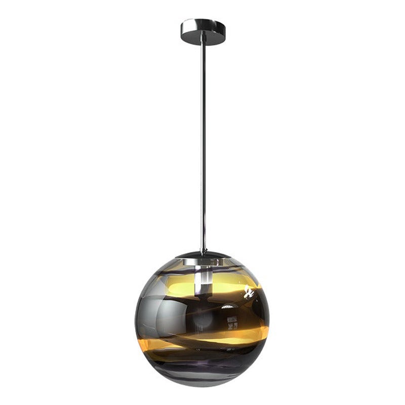 Lampe  suspension Rotondo 893.50 du 21e sicle en noir/crystal/teck