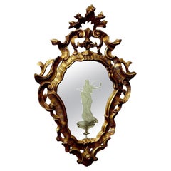 Spiegel aus geschnitztem Holz aus dem 19.