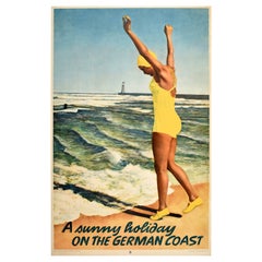 Original Vintage Travel Poster Sunny Holiday On The German Coast Sea Design Art
