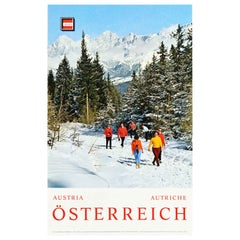 Original Vintage Winter Travel Poster Osterreich Austria Autriche Hiking Photo