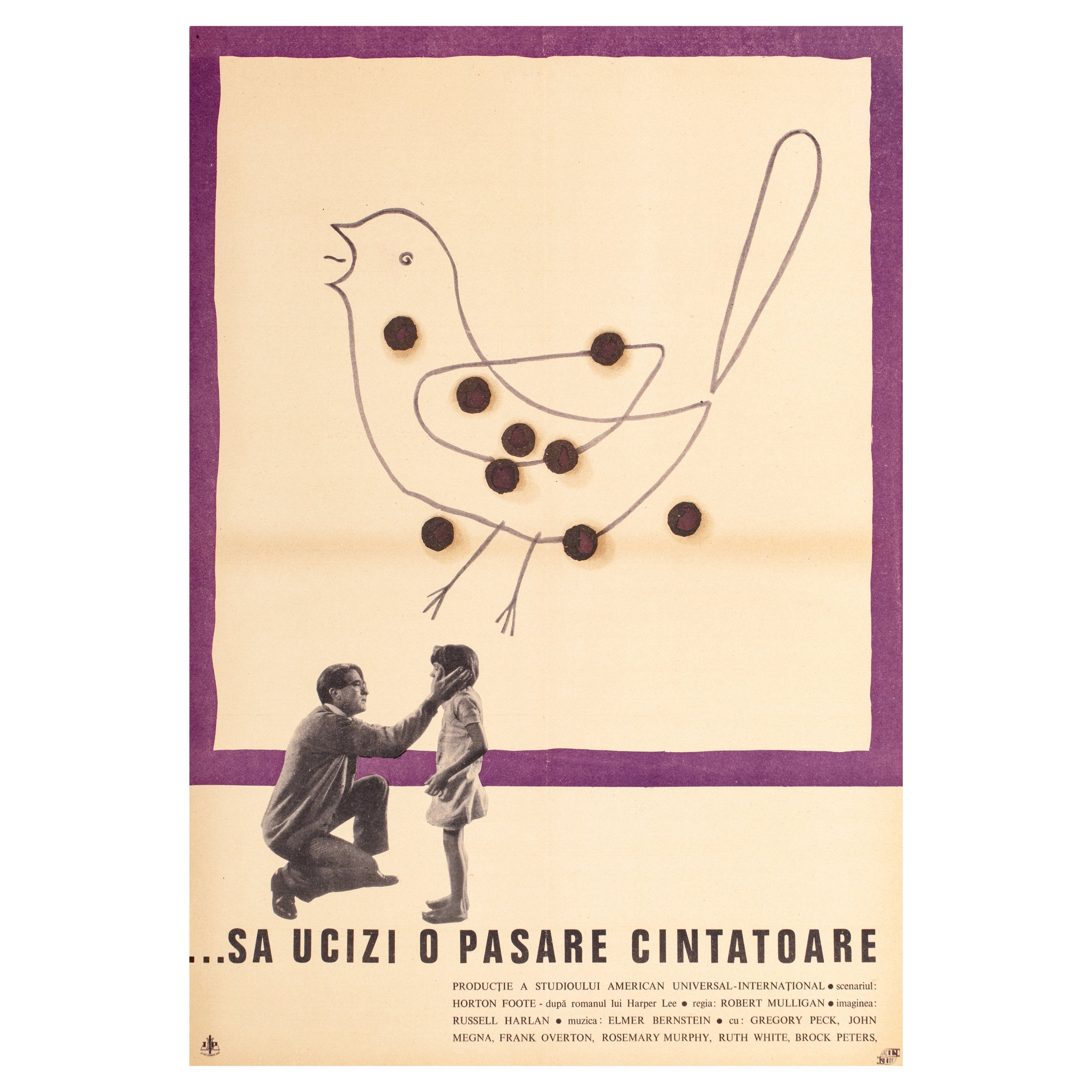 'To Kill a Mockingbird' Original Vintage Movie Poster, Romanian, 1963 For Sale