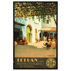 Original Vintage Travel Poster Tetuan Espanol Africa Morocco Mediterranean Sea