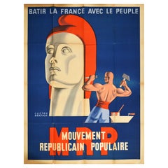 Original Vintage Election Propaganda Poster Marianne Liberty MRP Republican Art