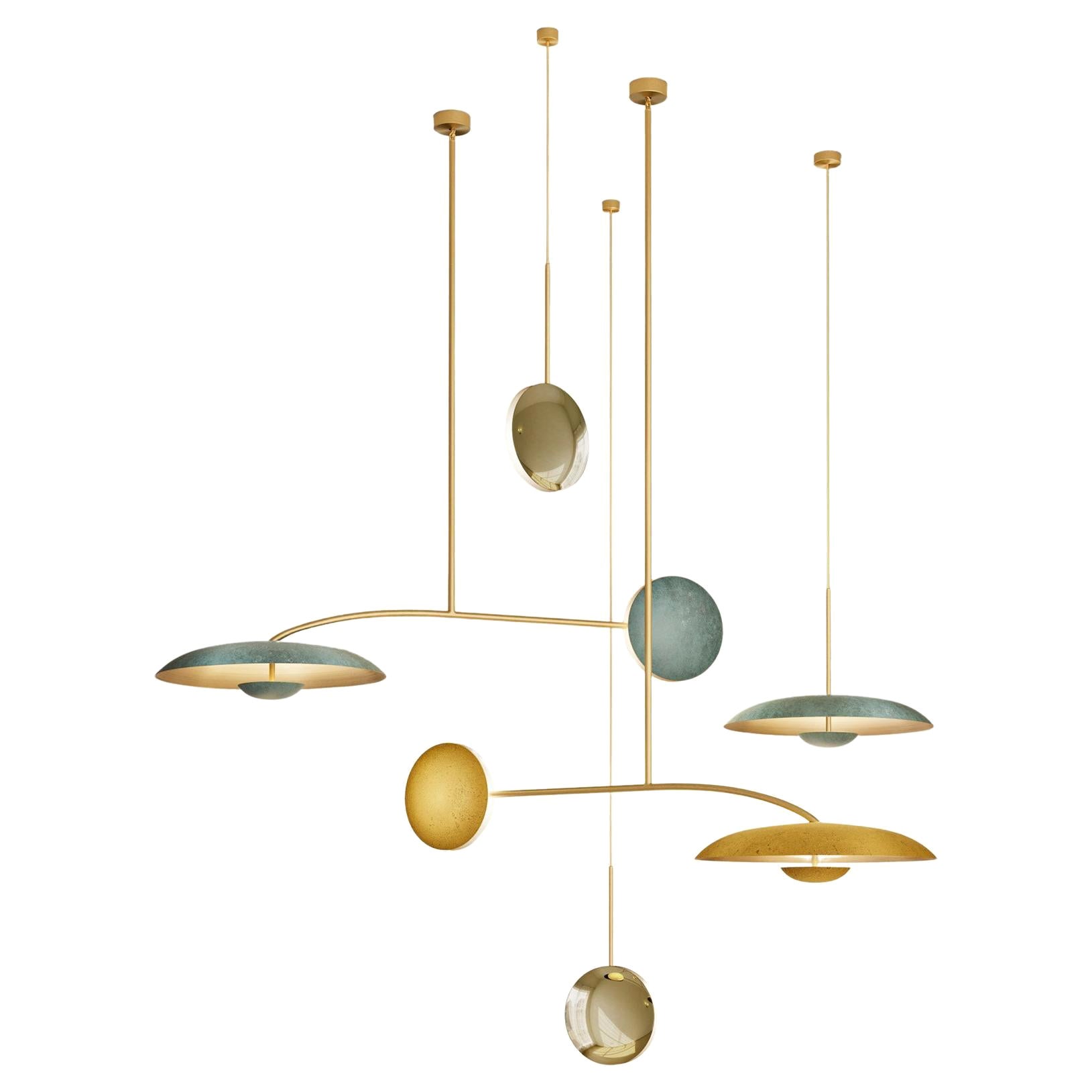'Constellation 02 Mixed' Patinated Brass Ceiling Pendants For Sale