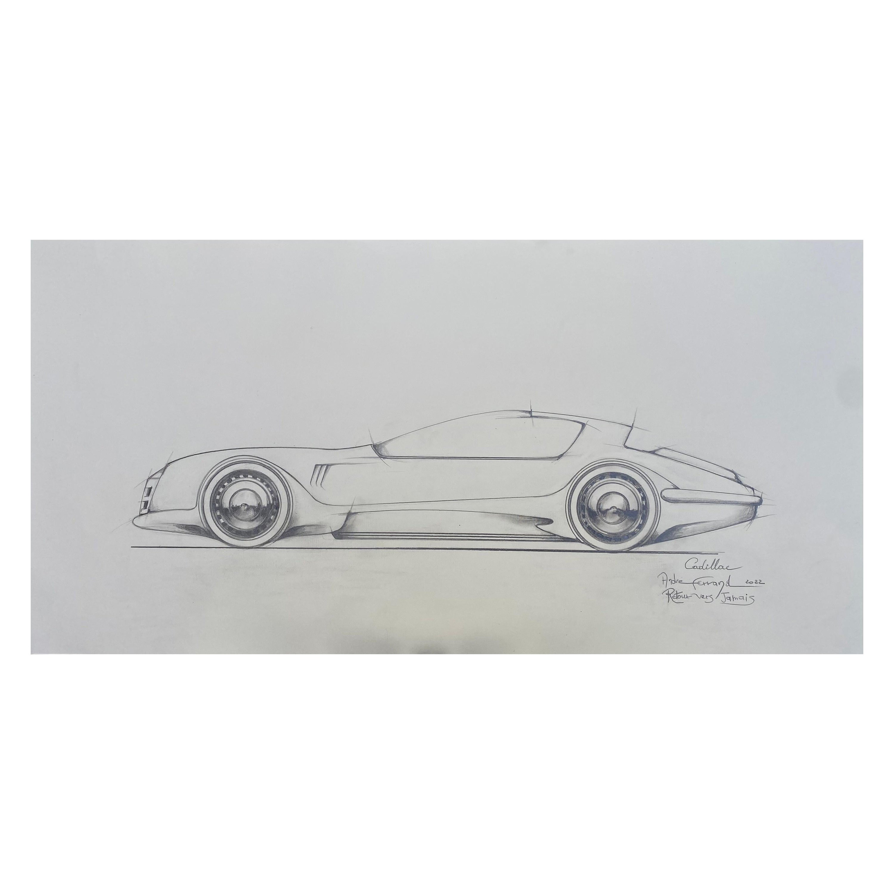 André Ferrand, Cadillac Drawing “Back to Never” For Sale