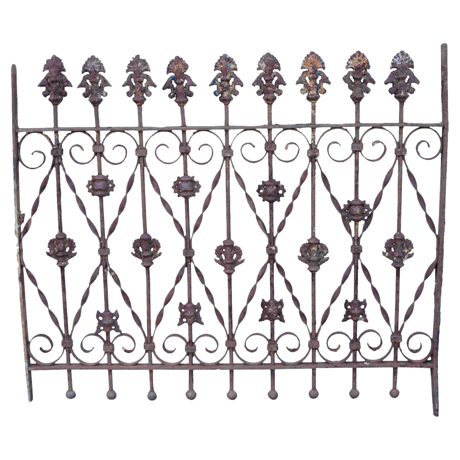 Antique Victorian Wrought Iron Ornate Gate Fence Architectural Element