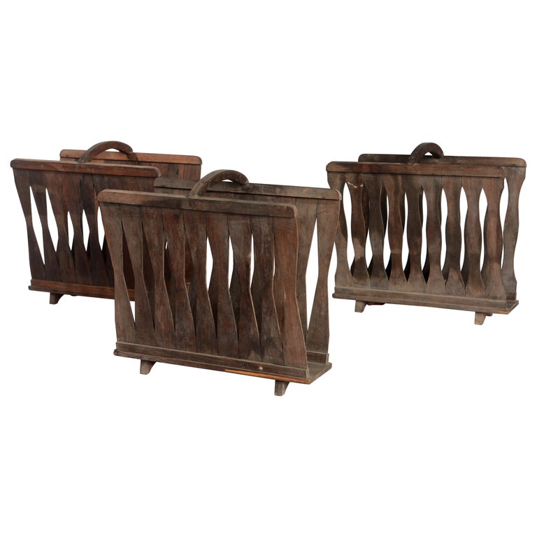 Set of Three Mid-Century Modern Wooden Magazine Racks, Brazil, 1950s ...