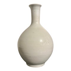 Korean White Glazed Porcelain Bottle Vase, Joseon Dynasty, 18th Century