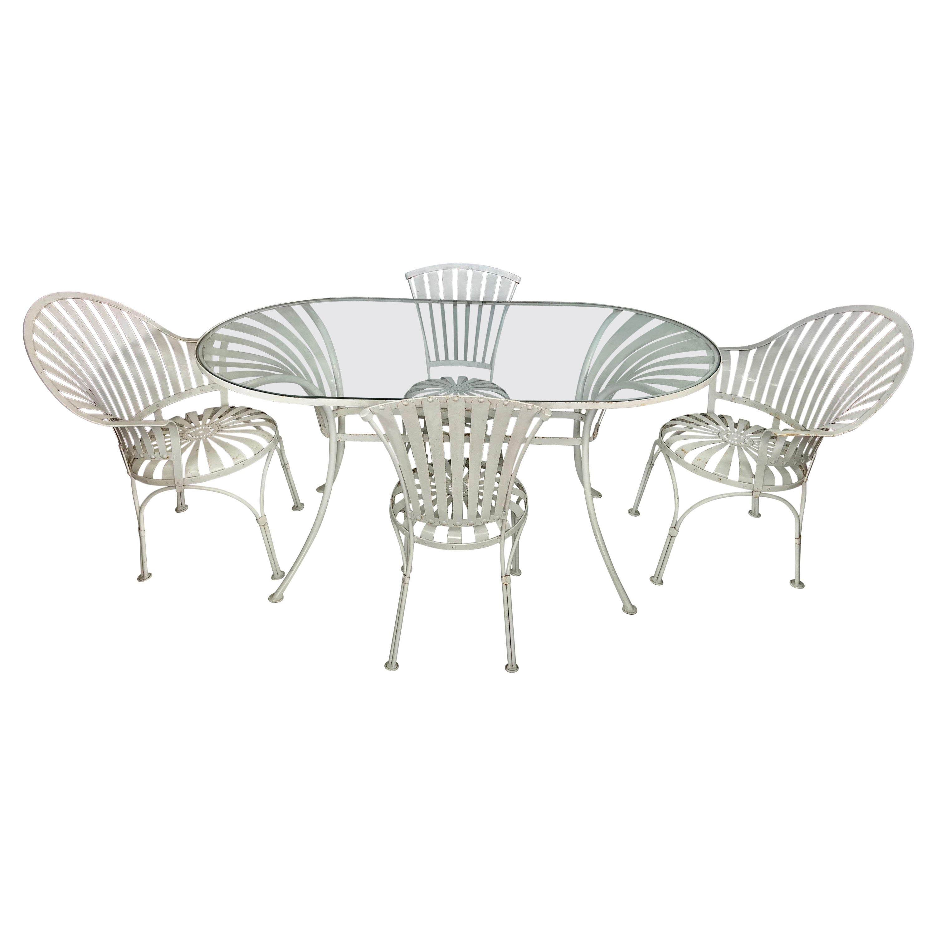 Ensemble de tables et chaises de patio Art Déco Francois Carre - 5 pièces en vente