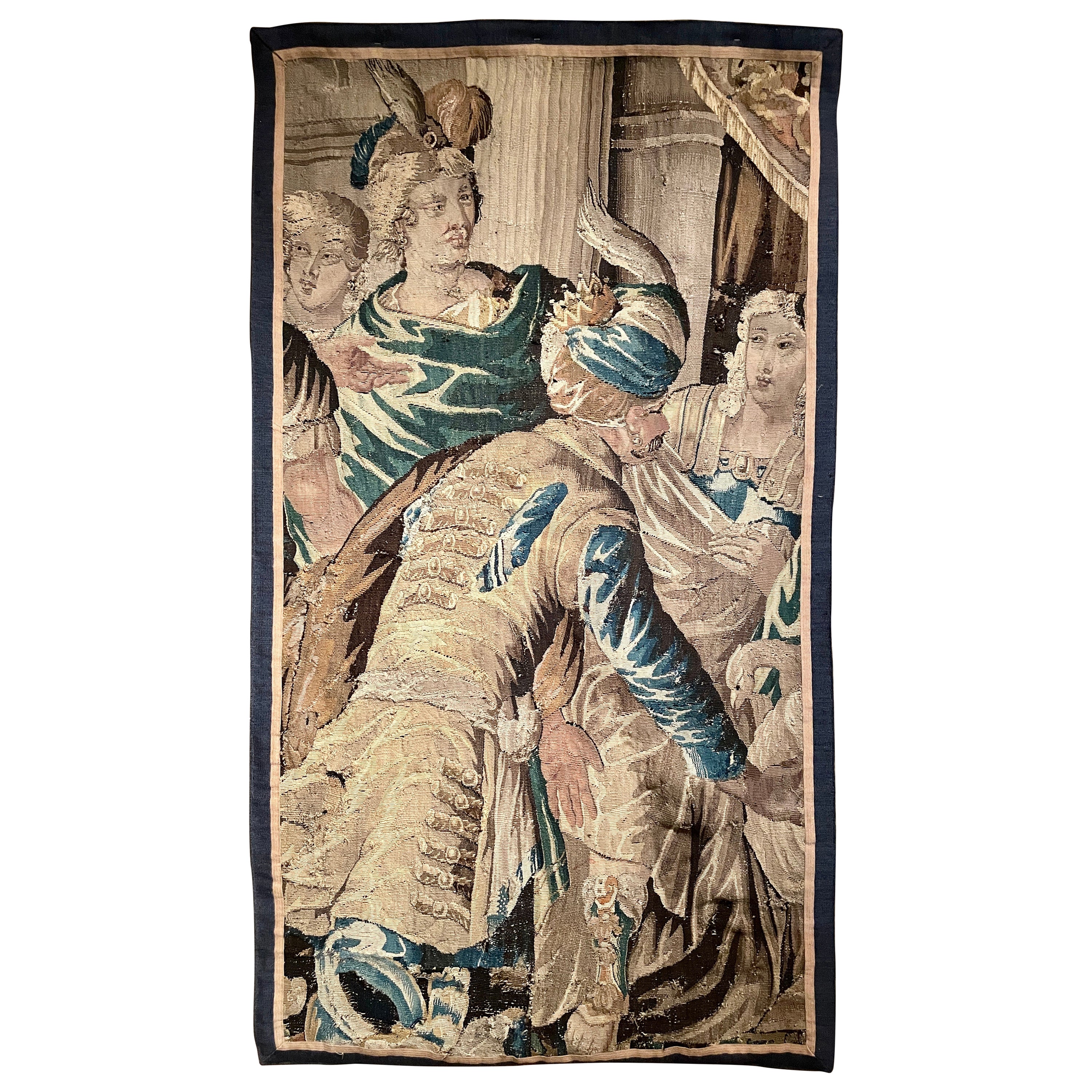 Antique 18th Century European Original Wall Tapestry For Sale