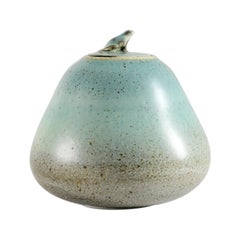 Jean Girel, Lidded Vase with Frog, Blue Glaze, France, 2021
