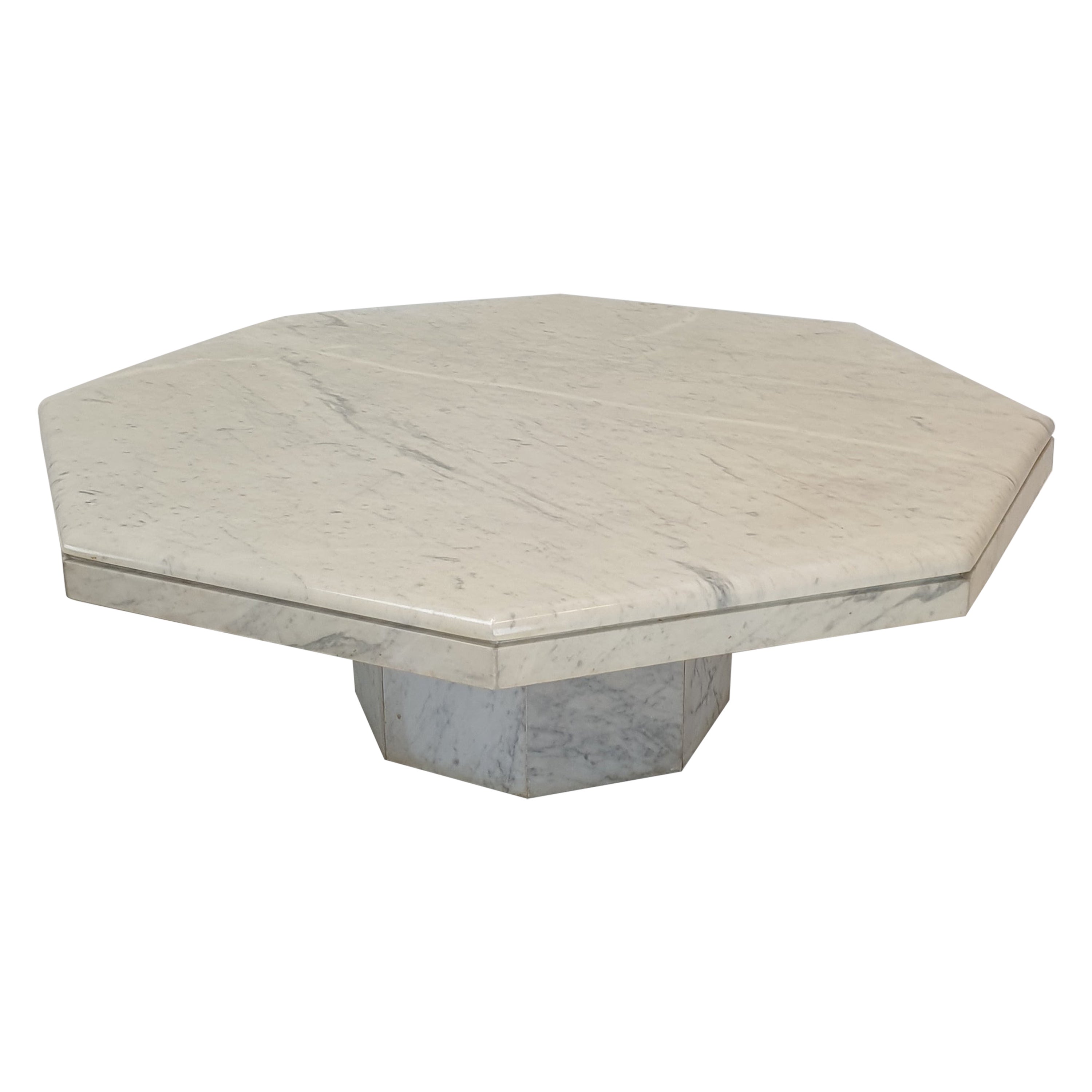 Italian Marble Octagon Coffee Table, 1980's For Sale