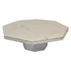 Table basse octogonale italienne en marbre, années 1980