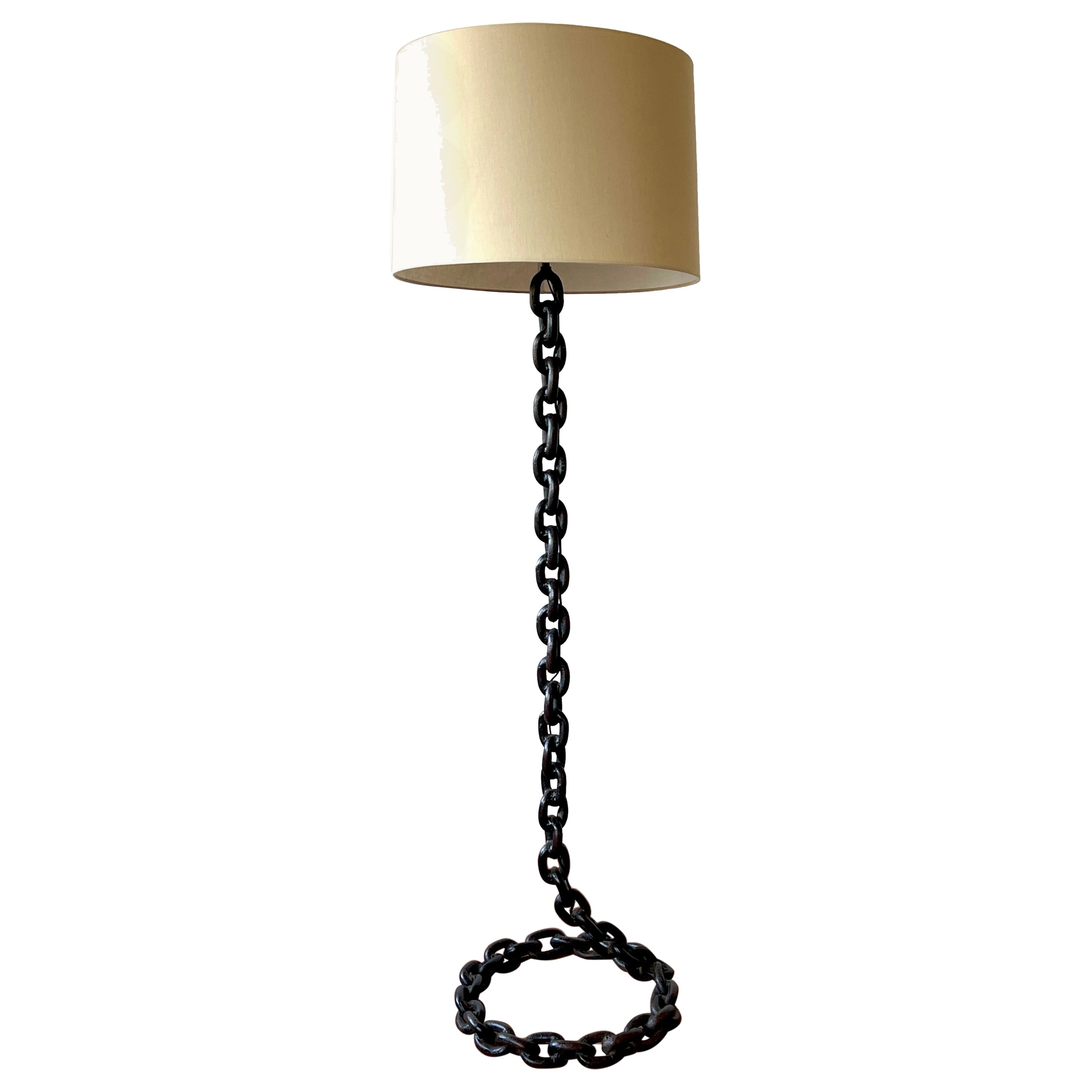 Nautical Iron Chain Link Floor Lamp in the Manner of Franz West, France
