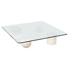 Used Massimo & Lella Vignelli "Metafora" Italian Travertine Stone Coffee Table 