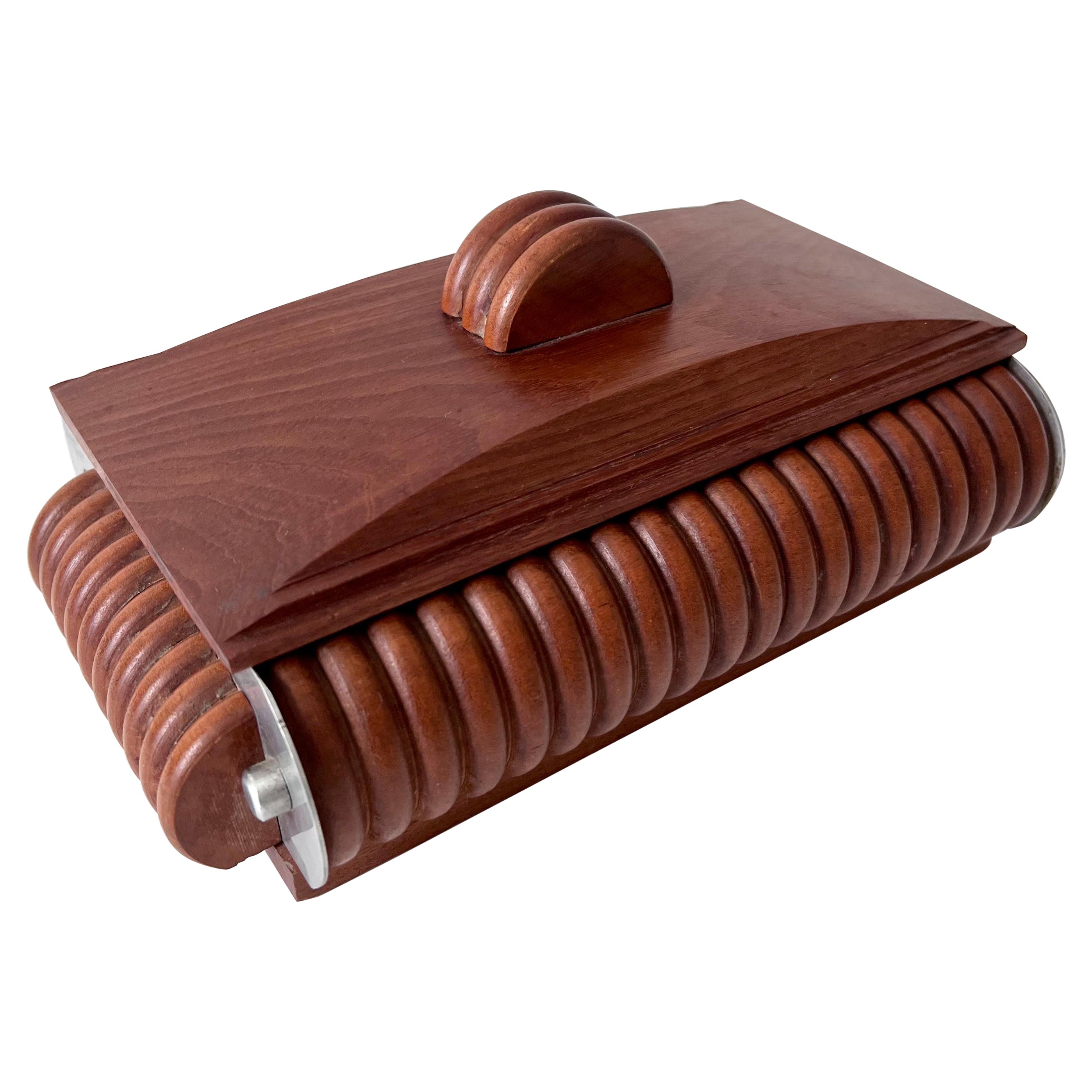 Caja francesa Art Decó de madera hecha a mano
