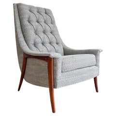 Mid-Century Modern High Back Tufted Lounge Chair by Kroehler, New Upholstery