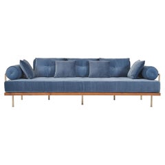 Bespoke 3 Seater Sofa Reclaimed Hardwood & Brass Frame by P. Tendercool (Indoor)