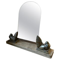 1930s Art Deco Marble and Metal Italian Table Mirror