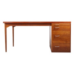 Rare Mid-Century Desk in Teak and Oak by Hans J. Wegner, Danish Design, 1950s