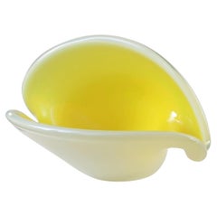 Vintage Italian Murano Yellow Shell Glass Bowl