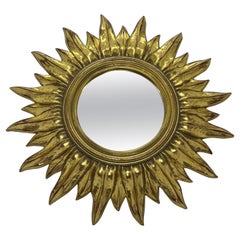 Retro Petite Starburst Sunburst Gilded Resin Mirror, Belgium, circa 1970s