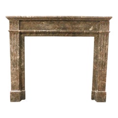 Louis XVI Mantel Fireplace, in Gray Veined Red Marble, 18th Century France