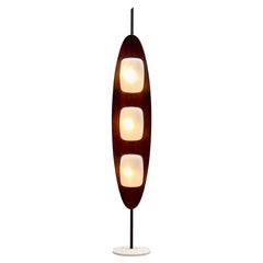 "Totem" Floor Lamp by Goffredo Reggiani, Wood and Opaline, Italy, 1970s
