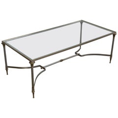 Brass and Steel Coffee Table in the Style of Maison Jansen
