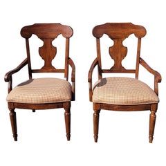 Retro Late 20th Century Fruitwood Upholstered Armchairs