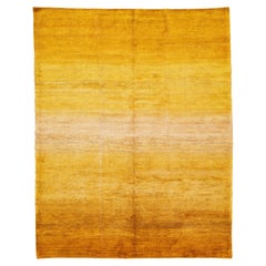 Solid Yellow Modern Handmade Lori Persian Wool Rug