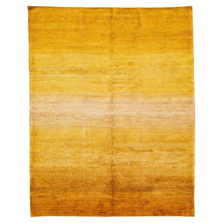 Solid Yellow Modern Handmade Lori Persian Wool Rug For Sale at 1stDibs