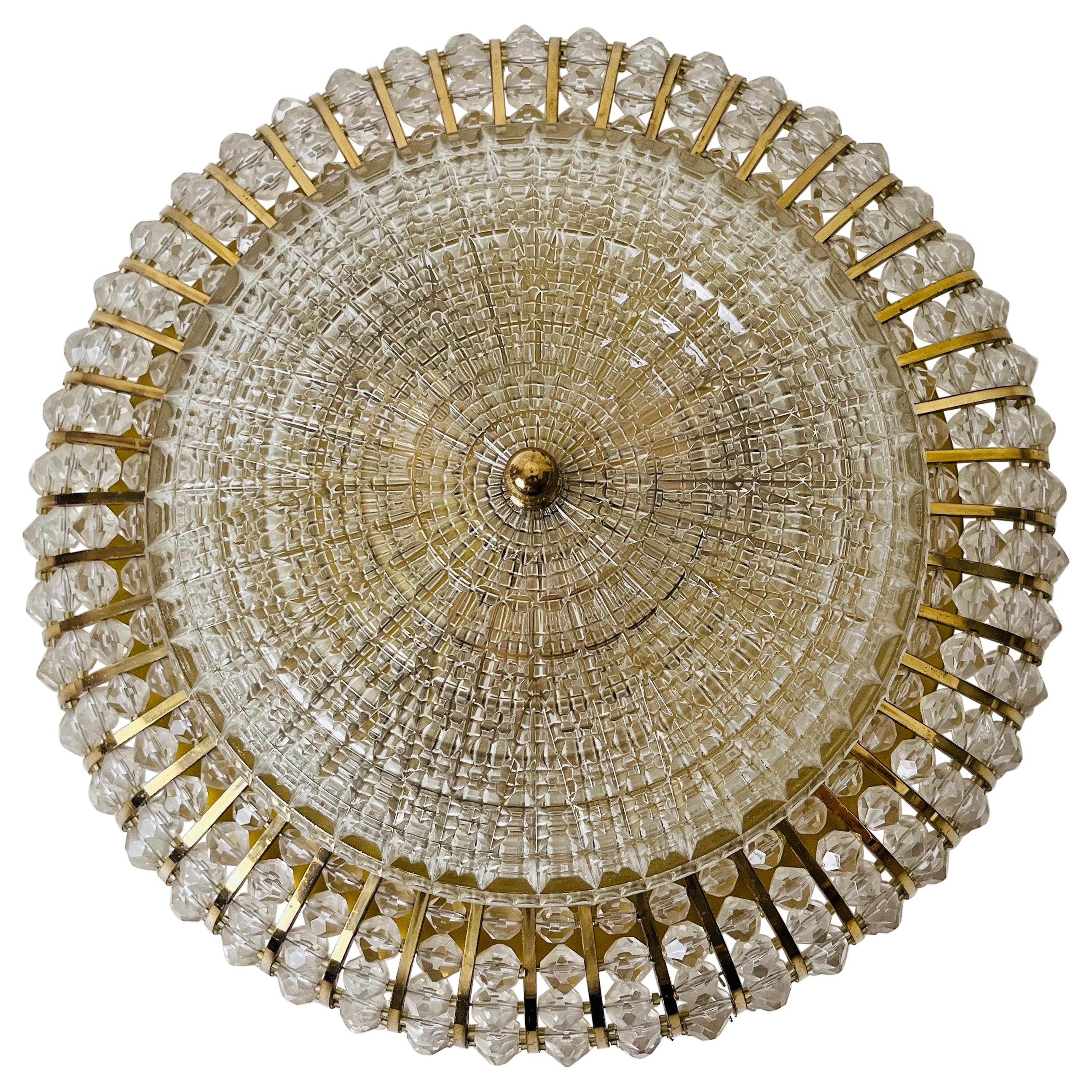 Glass and Brass Flush Mount by Emil Stejnar for Rupert Nikoll, 1960s For Sale